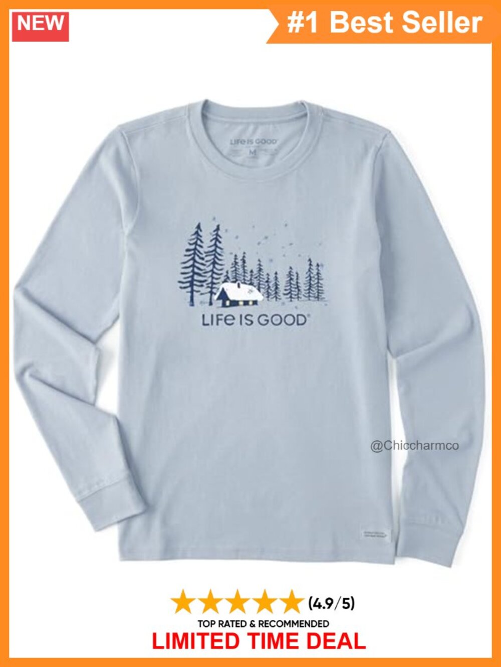 Life is Good Womens Long Sleeve Cotton Graphic Crusher Tee Shirt